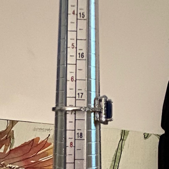 Sterling Silver 3 ct Imitation Sapphire Ring - Picture 3 of 5